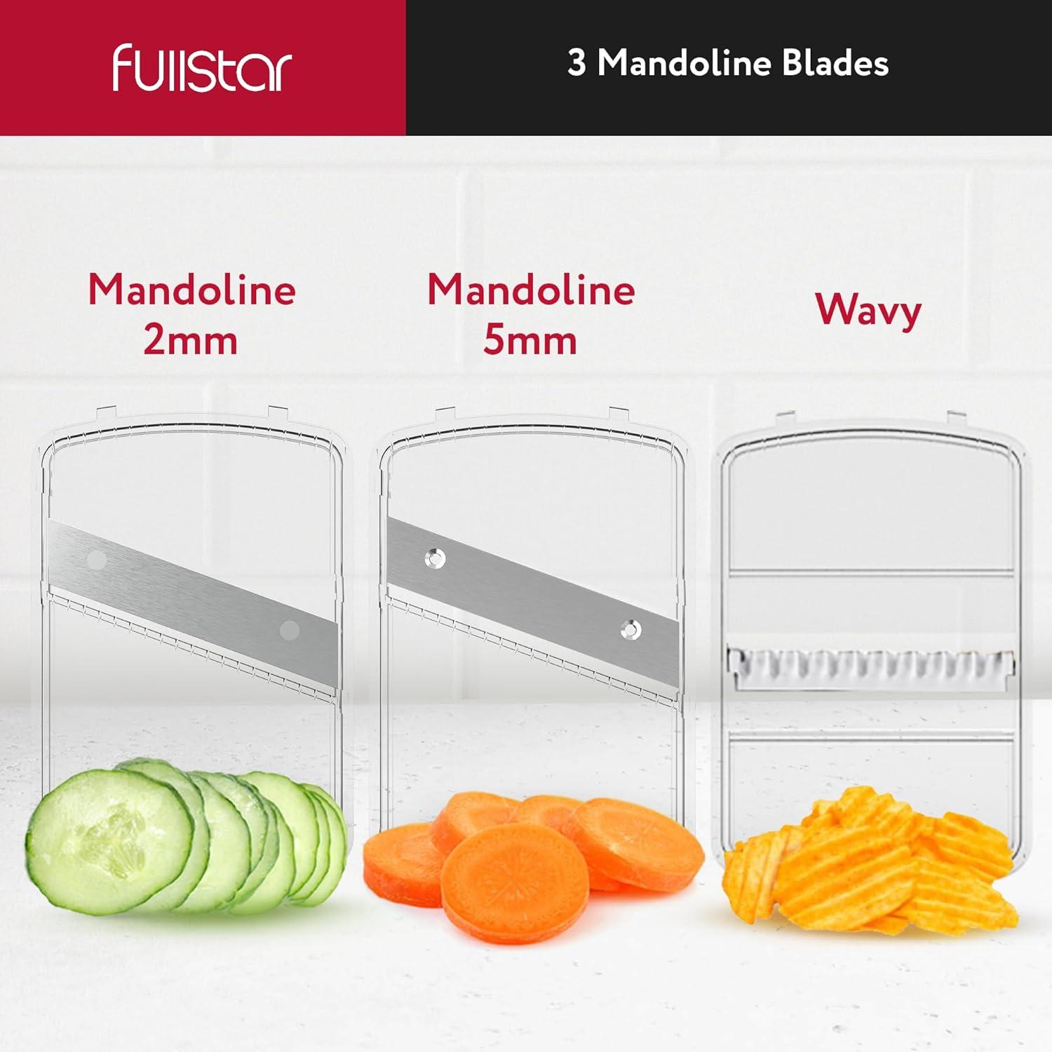 image:imageFullstar Mandoline Slicer for Kitchen Fruit Cutter Cheese Grater Cucumber Slicer Veggie Spiralizer Food Cutter amp Kitchen Gadgets amp Gifts with Safety Glove 11 in 1 WhiteClear