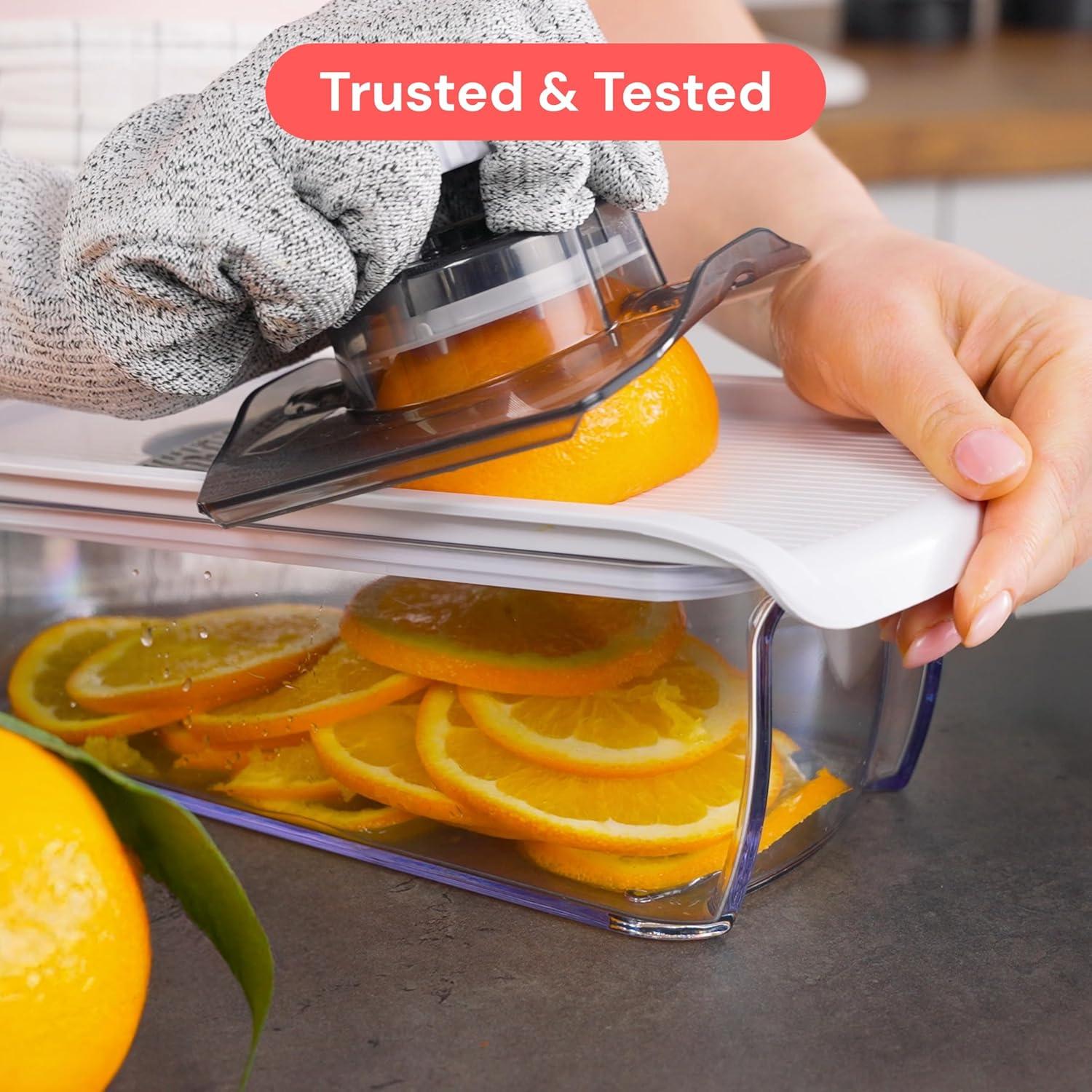 image:imageFullstar Mandoline Slicer for Kitchen Fruit Cutter Cheese Grater Cucumber Slicer Veggie Spiralizer Food Cutter amp Kitchen Gadgets amp Gifts with Safety Glove 11 in 1 WhiteClear