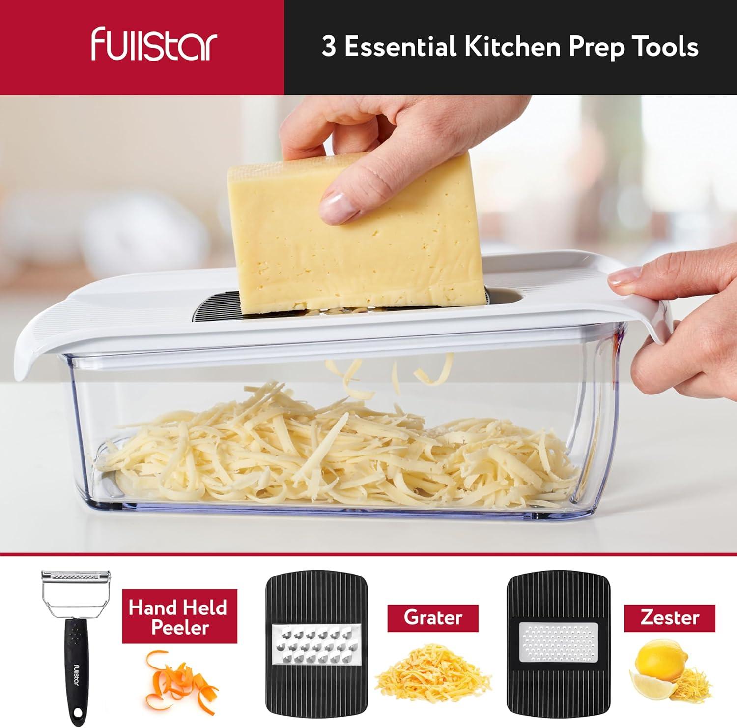 image:imageFullstar Mandoline Slicer for Kitchen Fruit Cutter Cheese Grater Cucumber Slicer Veggie Spiralizer Food Cutter amp Kitchen Gadgets amp Gifts with Safety Glove 11 in 1 WhiteWhite