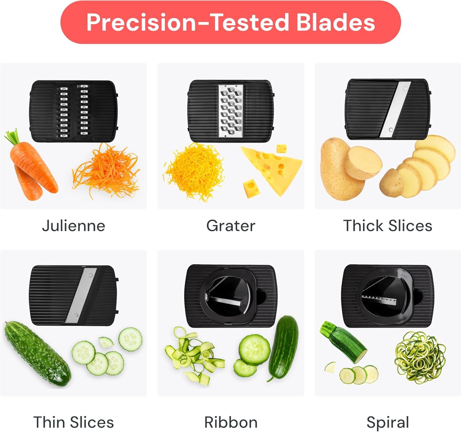 image:imageFullstar Mandoline Slicer for Kitchen Fruit Cutter Cheese Grater Cucumber Slicer Veggie Spiralizer Food Cutter amp Kitchen Gadgets amp Gifts with Safety Glove 11 in 1 WhiteClear