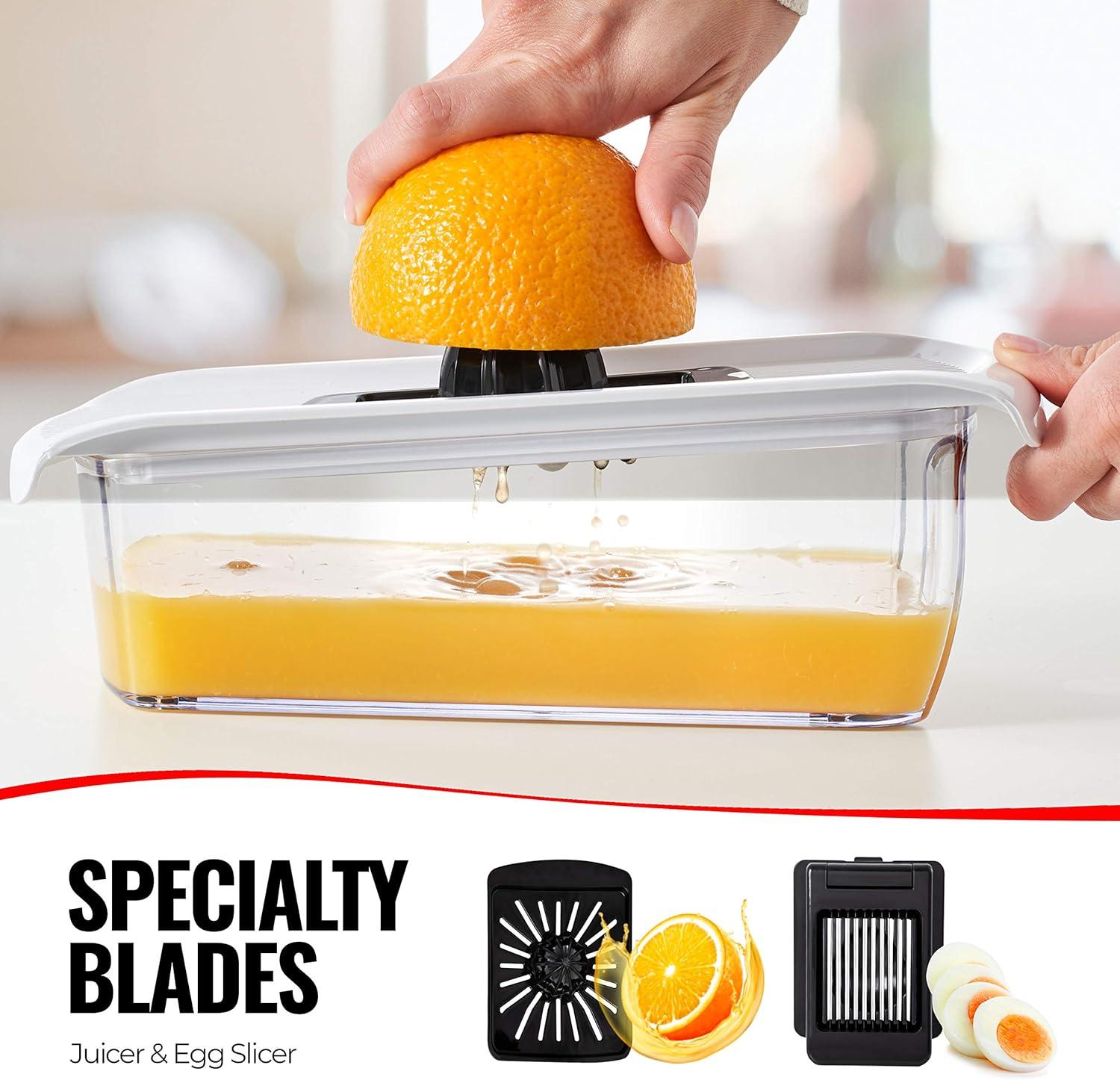image:imageFullstar Mandoline Slicer for Kitchen Fruit Cutter Cheese Grater Cucumber Slicer Veggie Spiralizer Food Cutter amp Kitchen Gadgets amp Gifts with Safety Glove 11 in 1 WhiteWhite