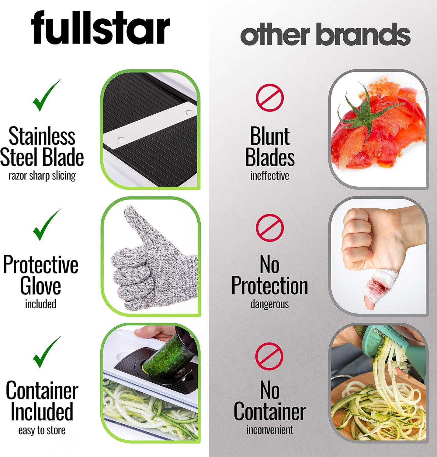 image:imageFullstar Mandoline Slicer for Kitchen Fruit Cutter Cheese Grater Cucumber Slicer Veggie Spiralizer Food Cutter amp Kitchen Gadgets amp Gifts with Safety Glove 11 in 1 WhiteWhite