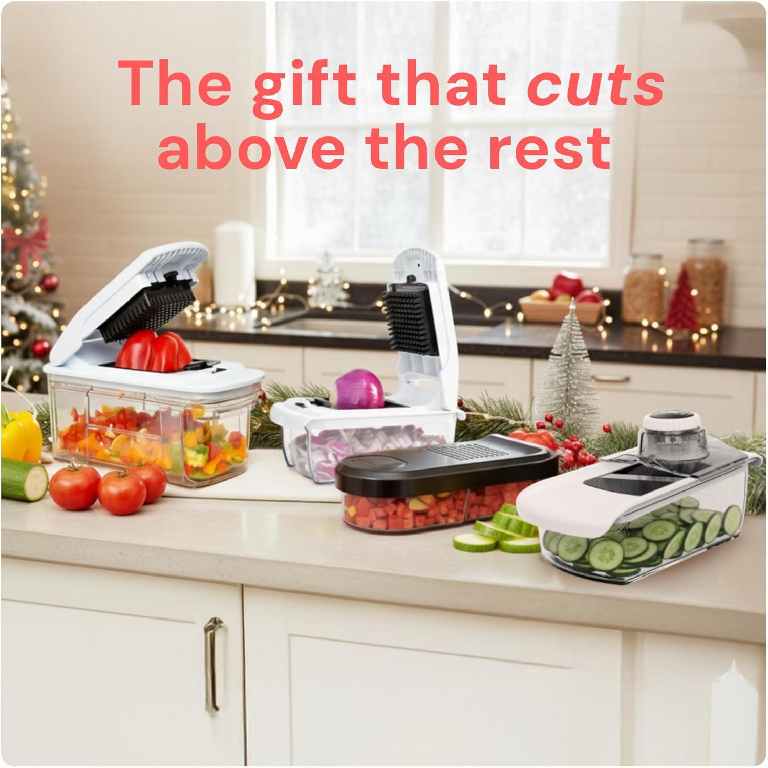 image:imageFullstar Mandoline Slicer for Kitchen Fruit Cutter Cheese Grater Cucumber Slicer Veggie Spiralizer Food Cutter amp Kitchen Gadgets amp Gifts with Safety Glove 11 in 1 WhiteClear