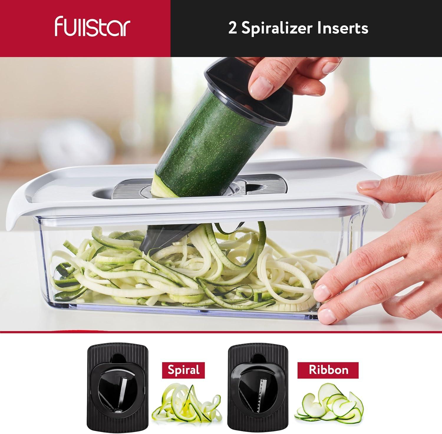 image:imageFullstar Mandoline Slicer for Kitchen Fruit Cutter Cheese Grater Cucumber Slicer Veggie Spiralizer Food Cutter amp Kitchen Gadgets amp Gifts with Safety Glove 11 in 1 WhiteWhite