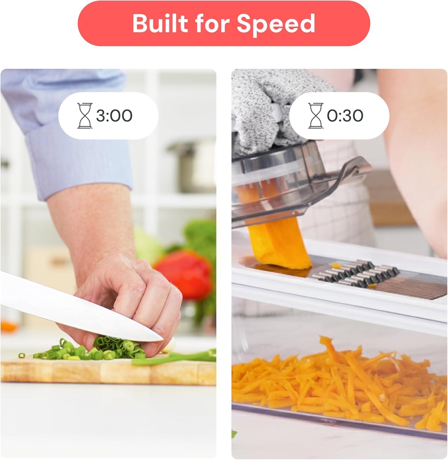 image:imageFullstar Mandoline Slicer for Kitchen Fruit Cutter Cheese Grater Cucumber Slicer Veggie Spiralizer Food Cutter amp Kitchen Gadgets amp Gifts with Safety Glove 11 in 1 WhiteWhite