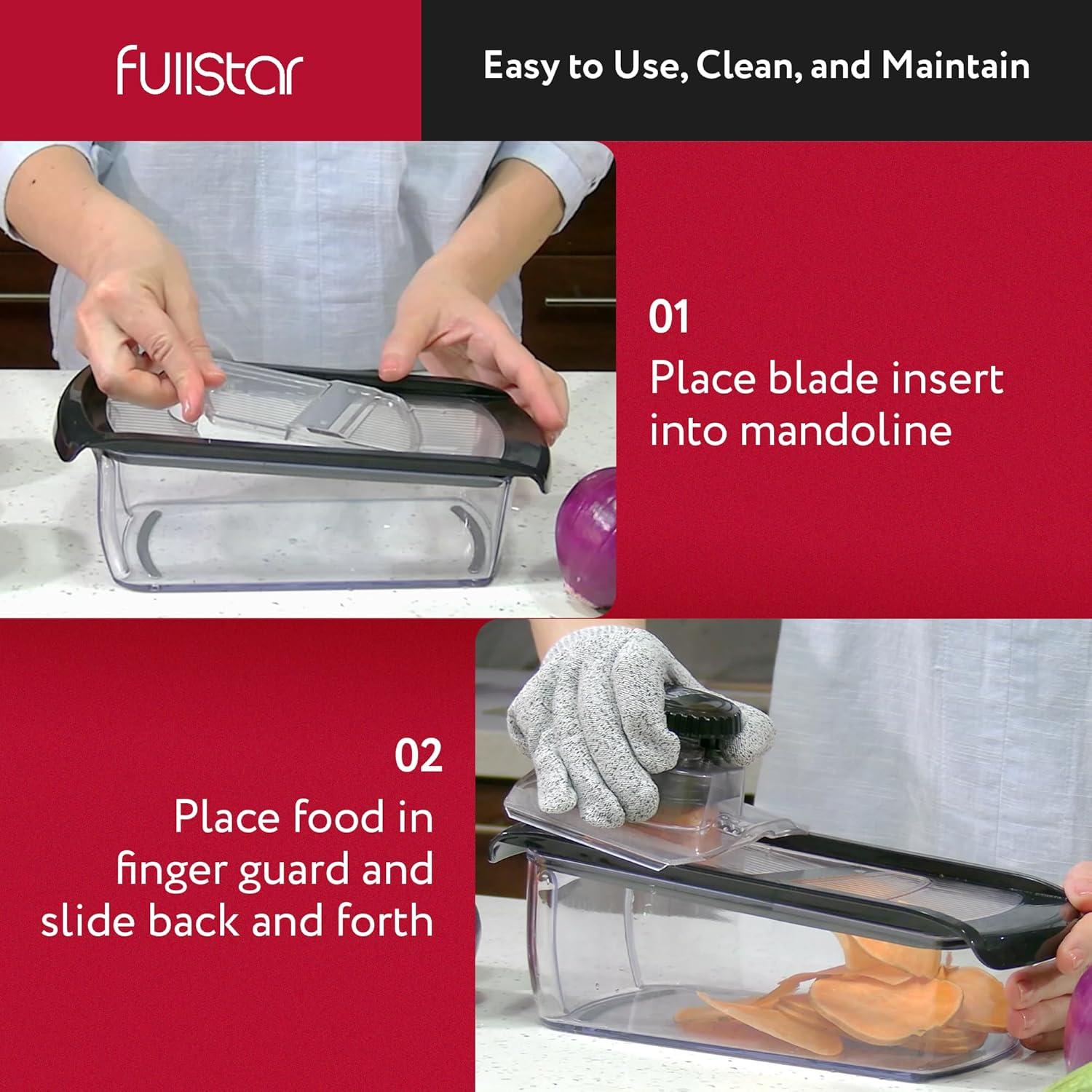 image:imageFullstar Mandoline Slicer for Kitchen Fruit Cutter Cheese Grater Cucumber Slicer Veggie Spiralizer Food Cutter amp Kitchen Gadgets amp Gifts with Safety Glove 11 in 1 WhiteClear
