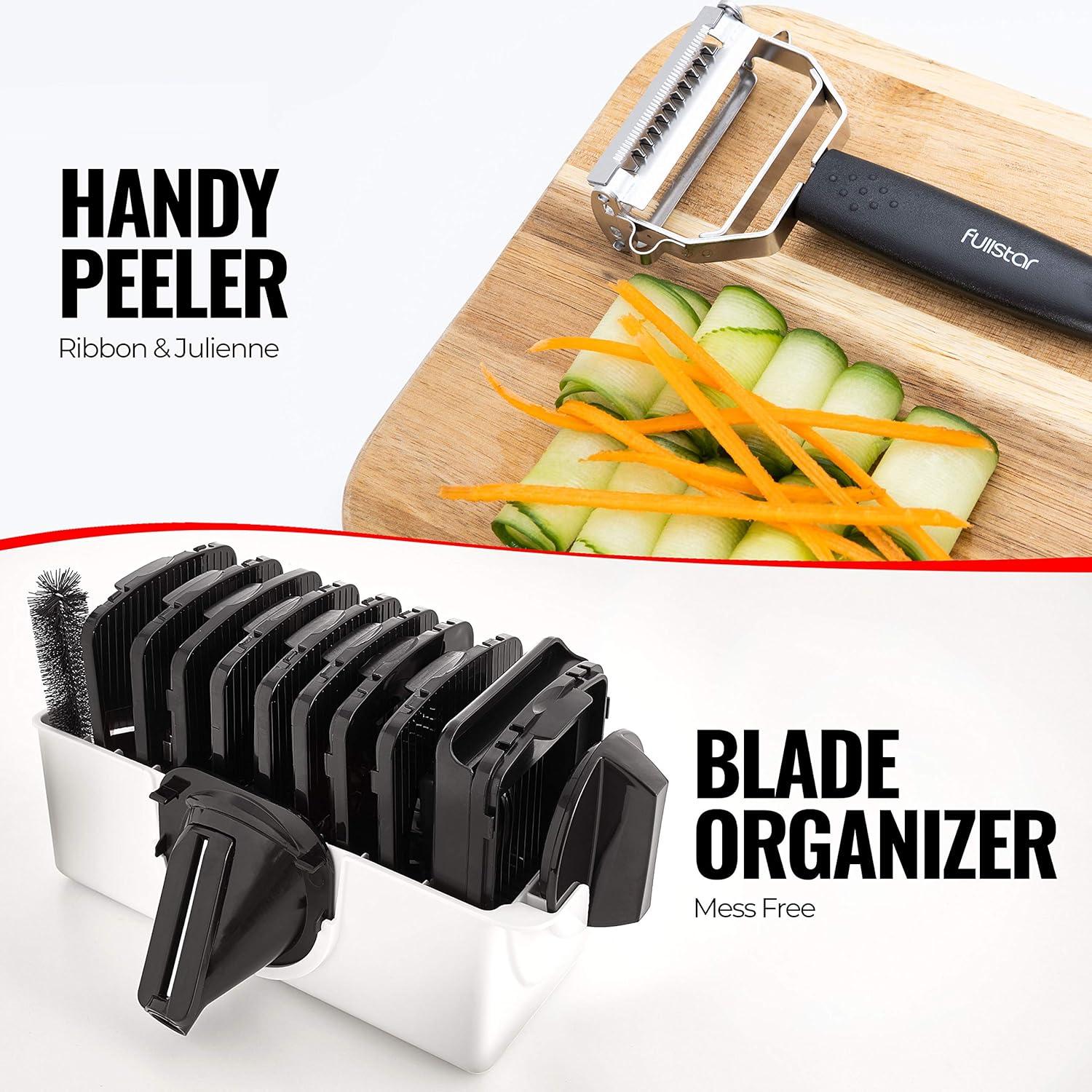 image:imageFullstar Mandoline Slicer for Kitchen Fruit Cutter Cheese Grater Cucumber Slicer Veggie Spiralizer Food Cutter amp Kitchen Gadgets amp Gifts with Safety Glove 11 in 1 WhiteWhite