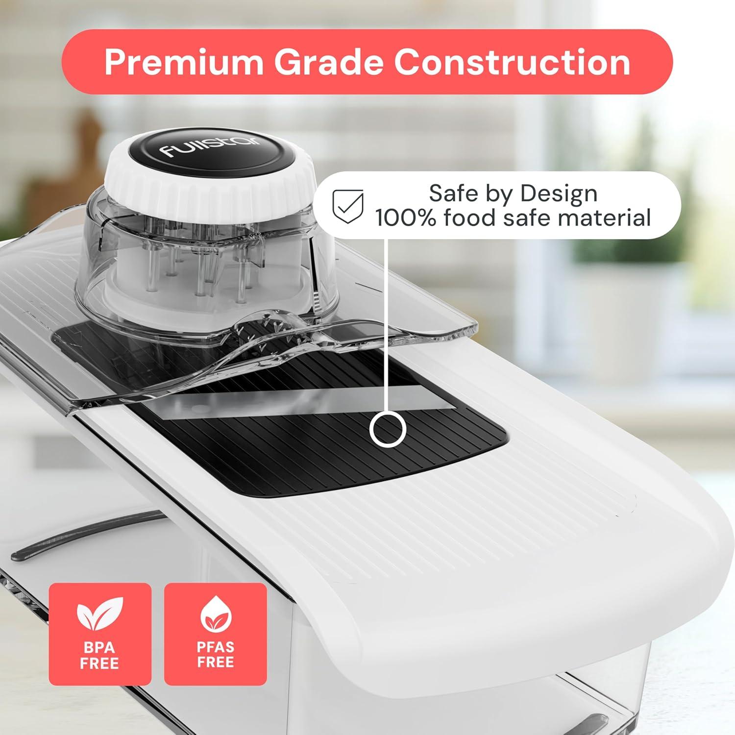 image:imageFullstar Mandoline Slicer for Kitchen Fruit Cutter Cheese Grater Cucumber Slicer Veggie Spiralizer Food Cutter amp Kitchen Gadgets amp Gifts with Safety Glove 11 in 1 WhiteBlack