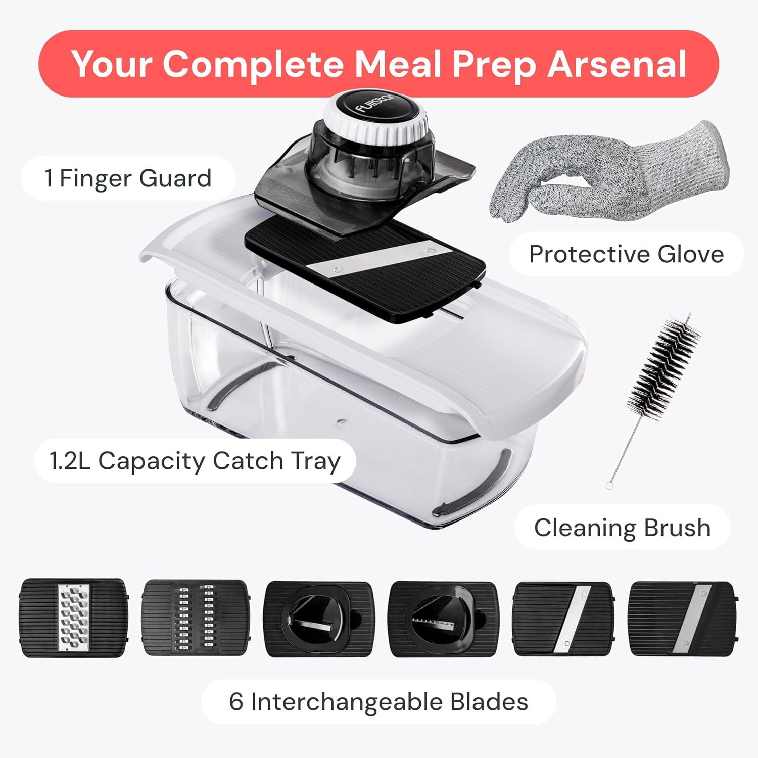 image:imageFullstar Mandoline Slicer for Kitchen Fruit Cutter Cheese Grater Cucumber Slicer Veggie Spiralizer Food Cutter amp Kitchen Gadgets amp Gifts with Safety Glove 11 in 1 WhiteClear