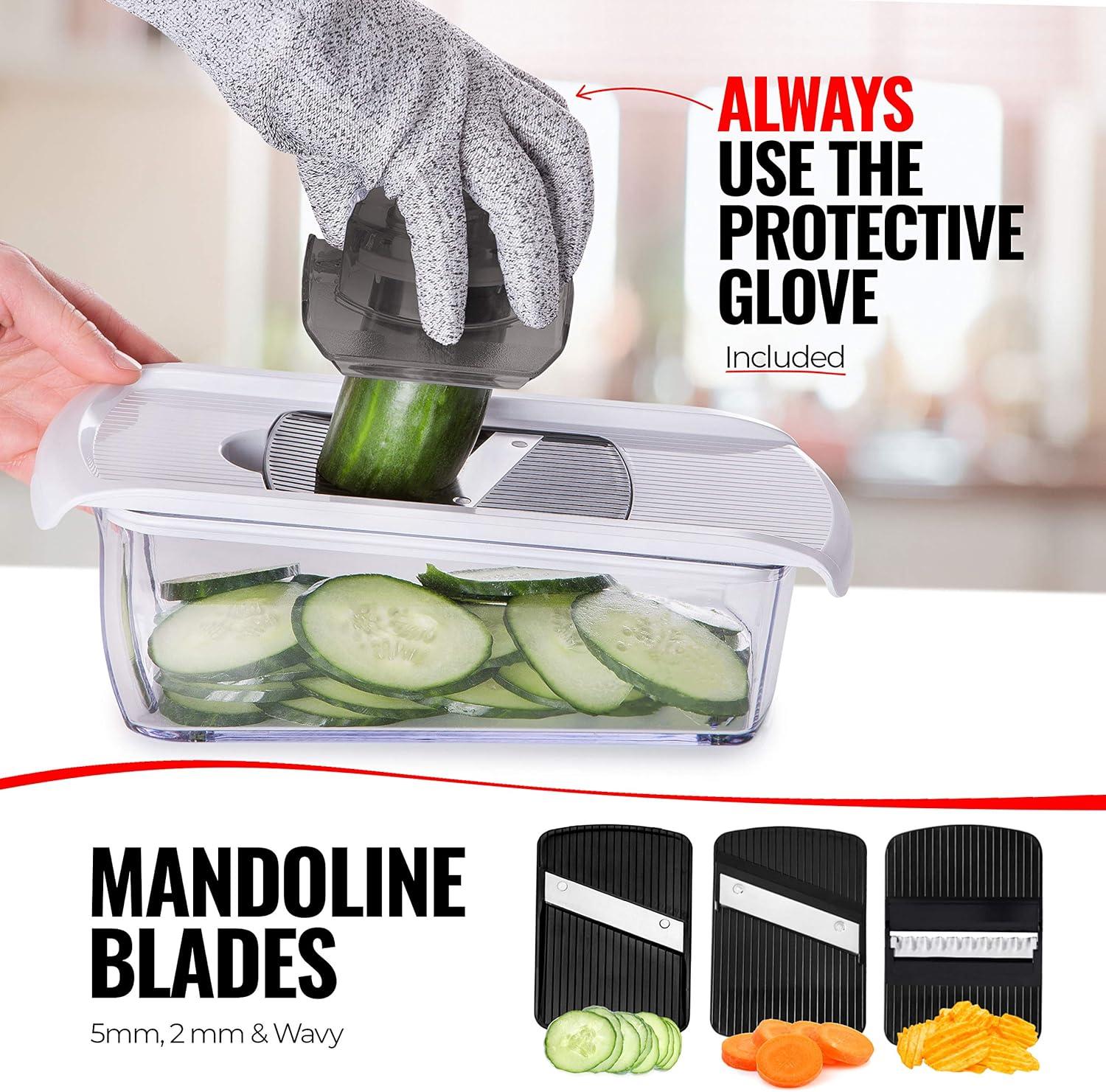 image:imageFullstar Mandoline Slicer for Kitchen Fruit Cutter Cheese Grater Cucumber Slicer Veggie Spiralizer Food Cutter amp Kitchen Gadgets amp Gifts with Safety Glove 11 in 1 WhiteWhite