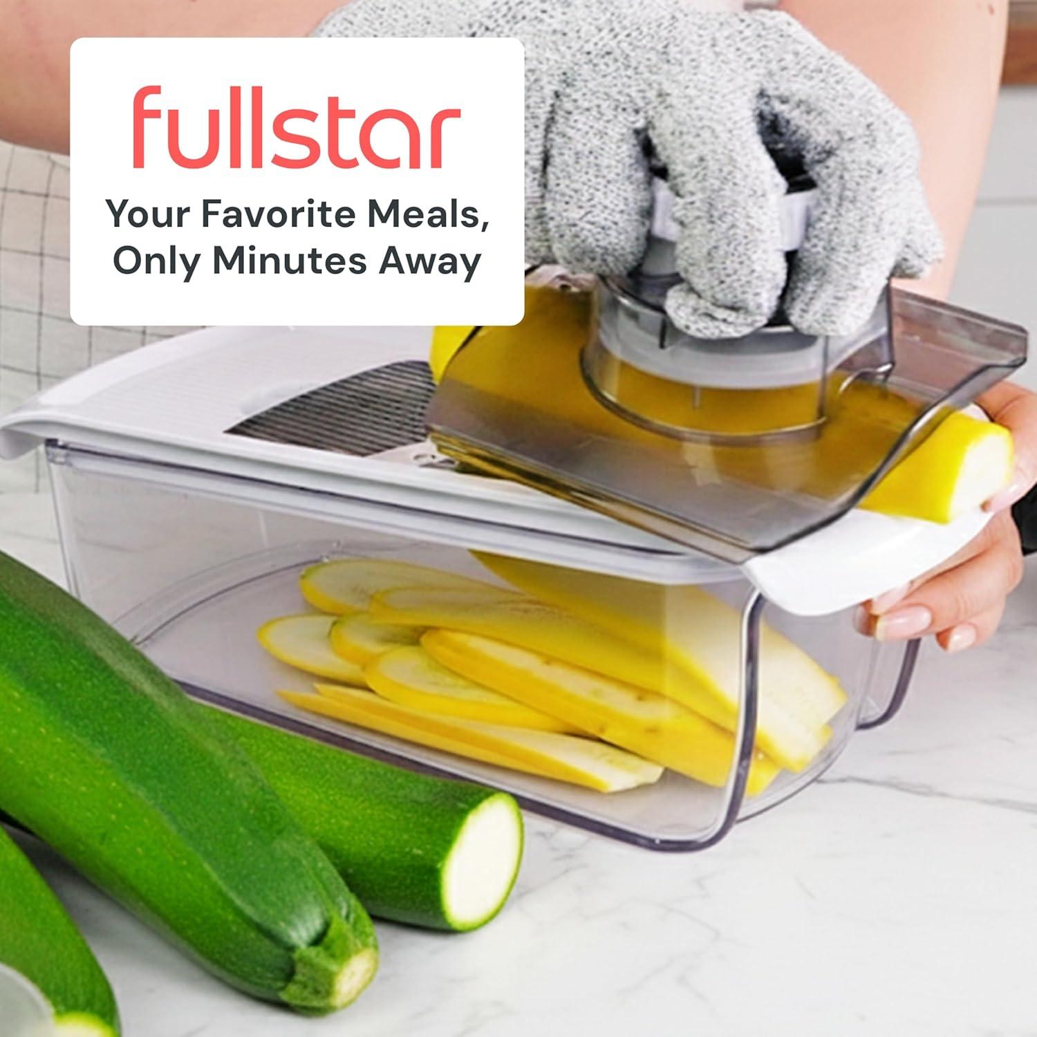 image:imageFullstar Mandoline Slicer for Kitchen Fruit Cutter Cheese Grater Cucumber Slicer Veggie Spiralizer Food Cutter amp Kitchen Gadgets amp Gifts with Safety Glove 11 in 1 WhiteBlack