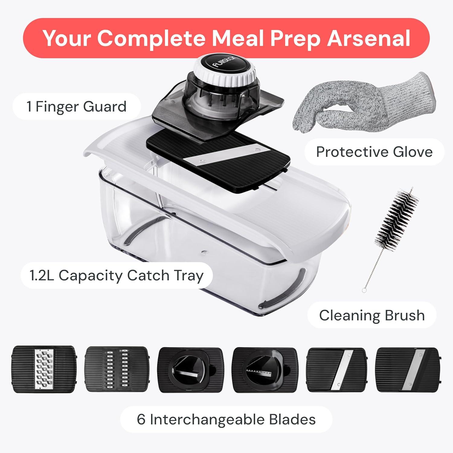 image:imageFullstar Mandoline Slicer for Kitchen Fruit Cutter Cheese Grater Cucumber Slicer Veggie Spiralizer Food Cutter amp Kitchen Gadgets amp Gifts with Safety Glove 11 in 1 WhiteWhite