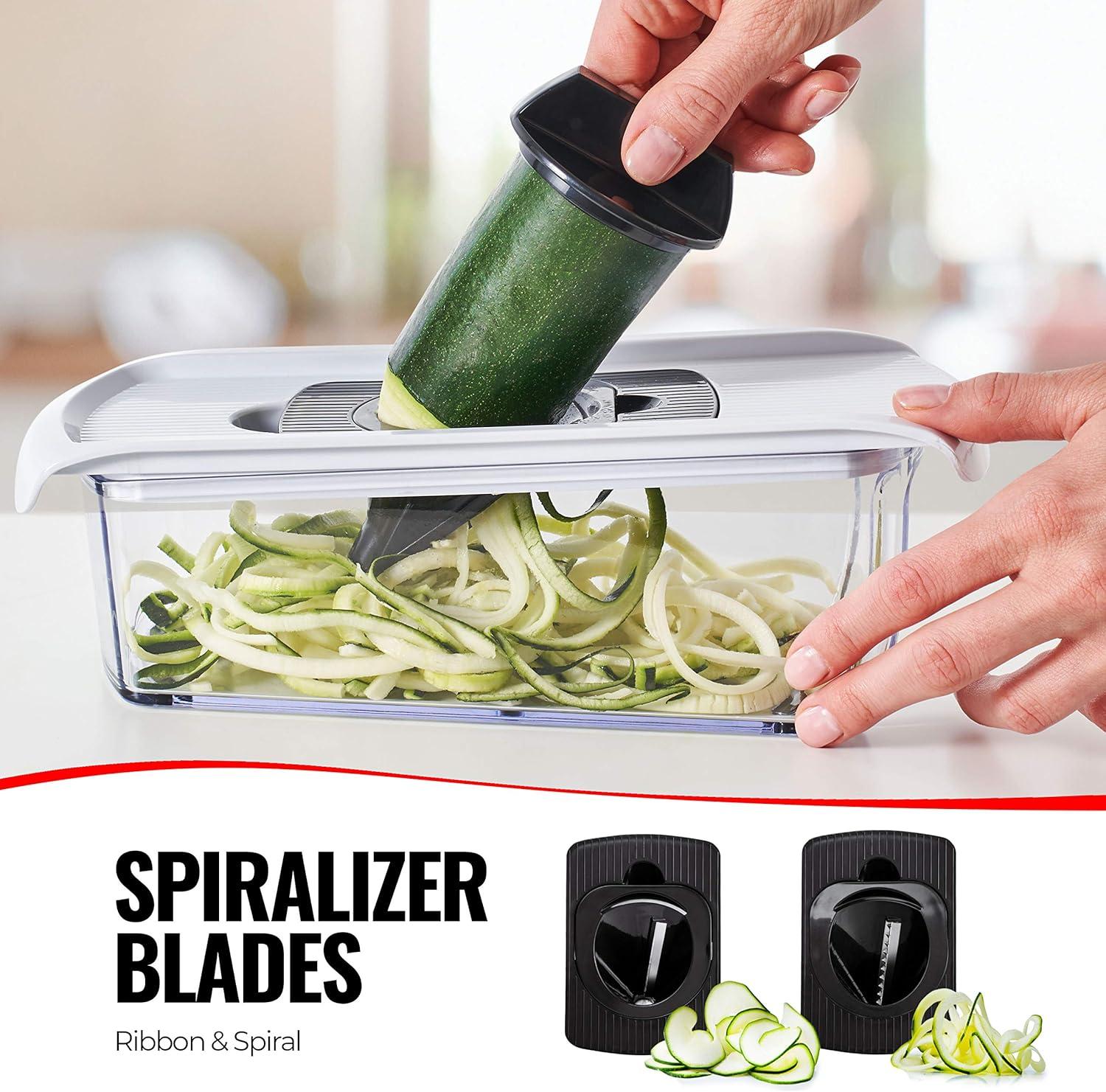 image:imageFullstar Mandoline Slicer for Kitchen Fruit Cutter Cheese Grater Cucumber Slicer Veggie Spiralizer Food Cutter amp Kitchen Gadgets amp Gifts with Safety Glove 11 in 1 WhiteWhite