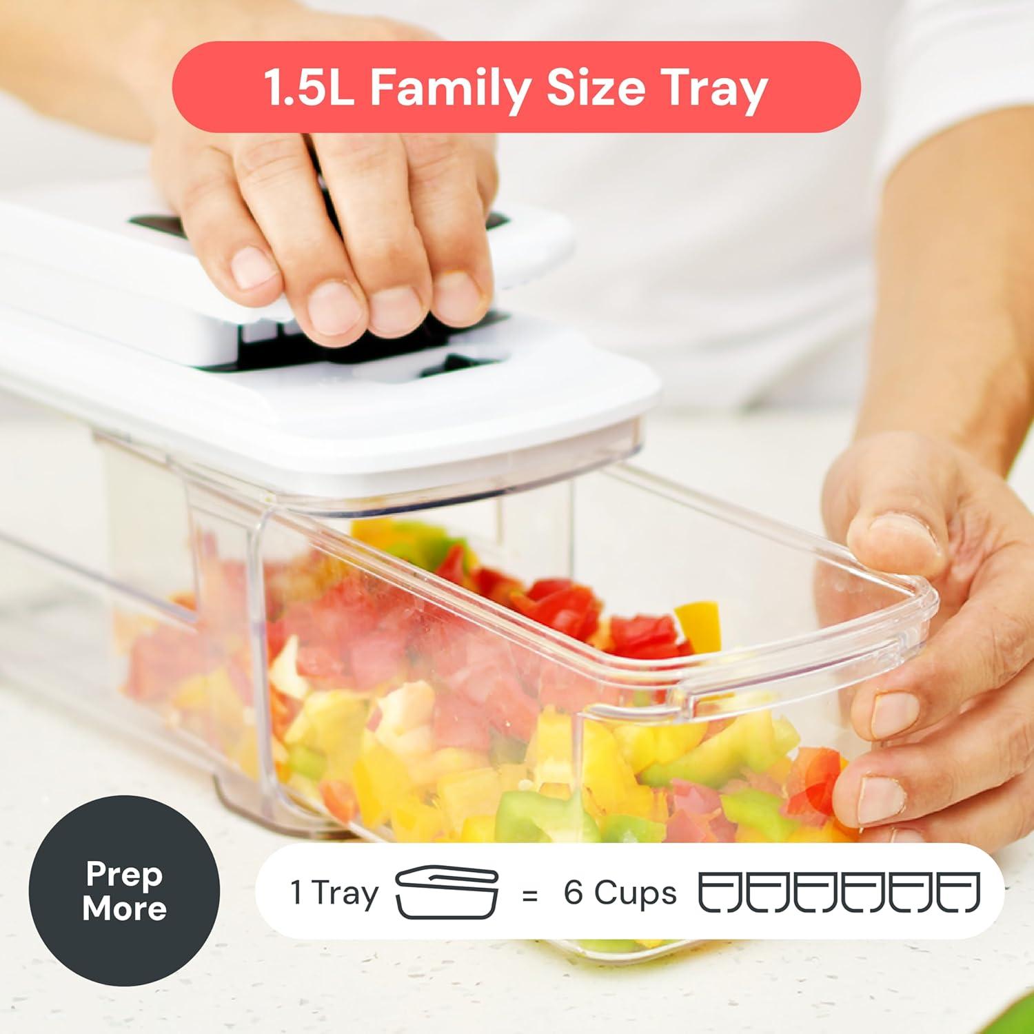 image:imageFullstar XL Vegetable Chopper amp Mandoline Slicer Vegetable Onion Potato Food Veggie amp Fruit Slicer Dicer amp Spiralizer with PullOut Catch Tray Kitchen Gadgets amp Gifts 6 in 1 BlackWhiteBlackWhite