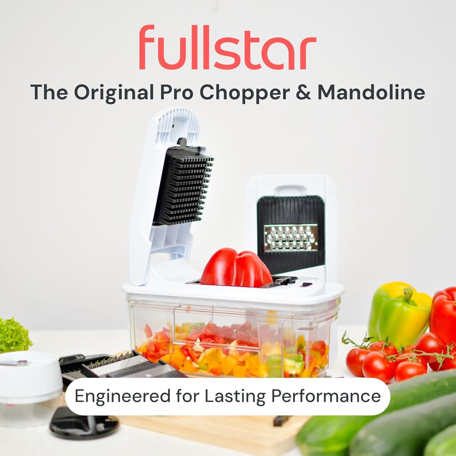 image:imageFullstar XL Vegetable Chopper amp Mandoline Slicer Vegetable Onion Potato Food Veggie amp Fruit Slicer Dicer amp Spiralizer with PullOut Catch Tray Kitchen Gadgets amp Gifts 6 in 1 BlackWhiteBlackWhite