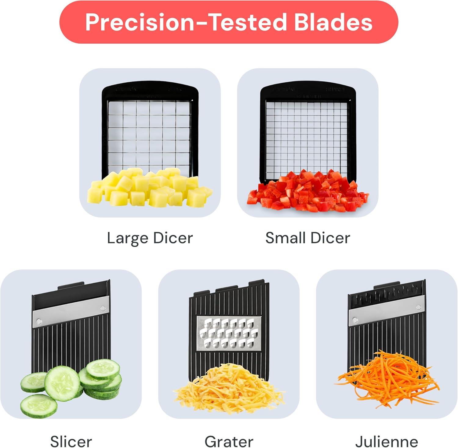 image:imageFullstar XL Vegetable Chopper amp Mandoline Slicer Vegetable Onion Potato Food Veggie amp Fruit Slicer Dicer amp Spiralizer with PullOut Catch Tray Kitchen Gadgets amp Gifts 6 in 1 BlackWhiteBlackWhite