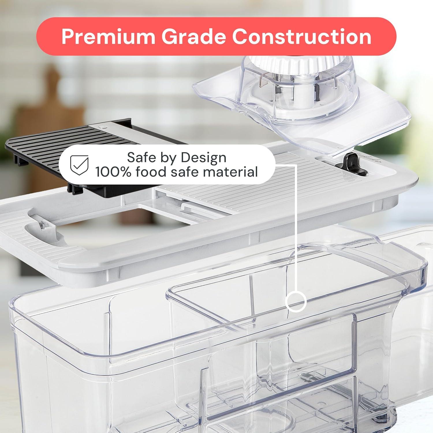 image:imageFullstar XL Vegetable Chopper amp Mandoline Slicer Vegetable Onion Potato Food Veggie amp Fruit Slicer Dicer amp Spiralizer with PullOut Catch Tray Kitchen Gadgets amp Gifts 6 in 1 BlackWhiteBlackWhite