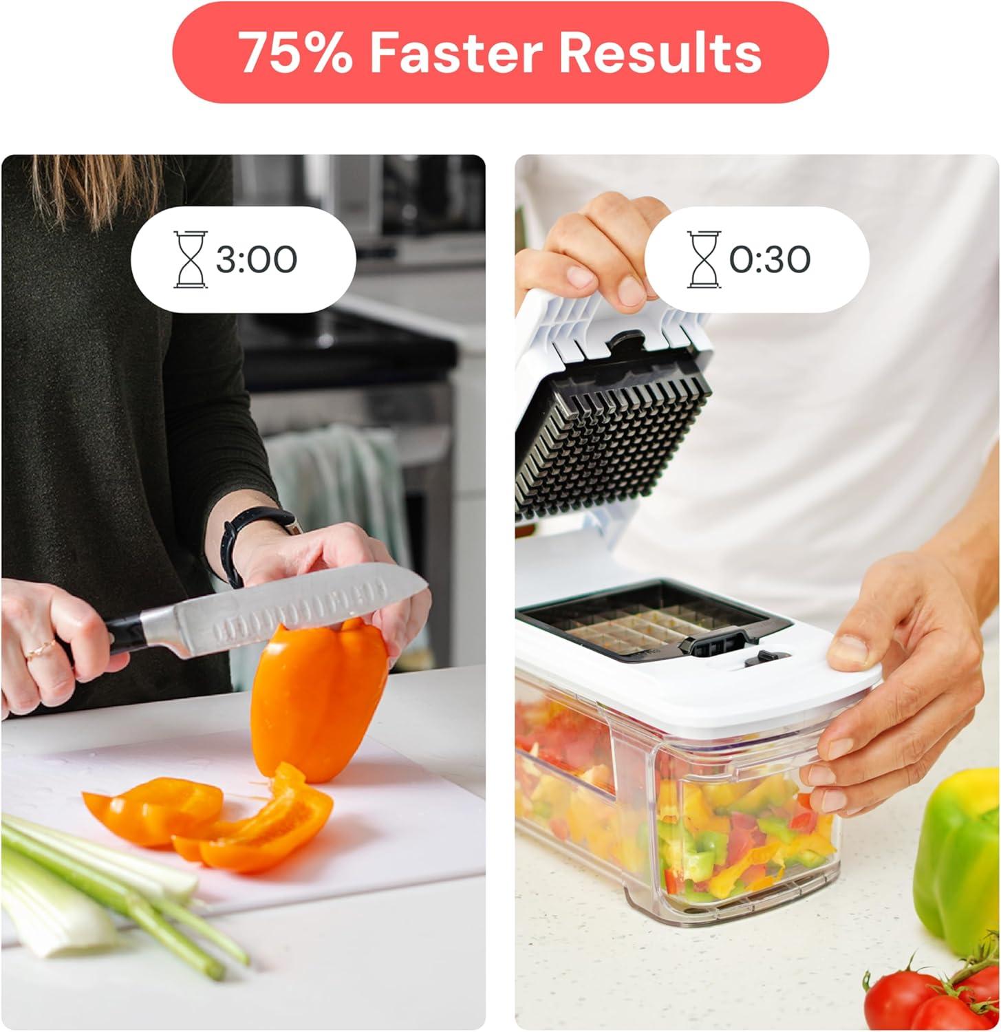 image:imageFullstar XL Vegetable Chopper amp Mandoline Slicer Vegetable Onion Potato Food Veggie amp Fruit Slicer Dicer amp Spiralizer with PullOut Catch Tray Kitchen Gadgets amp Gifts 6 in 1 BlackWhiteBlackWhite