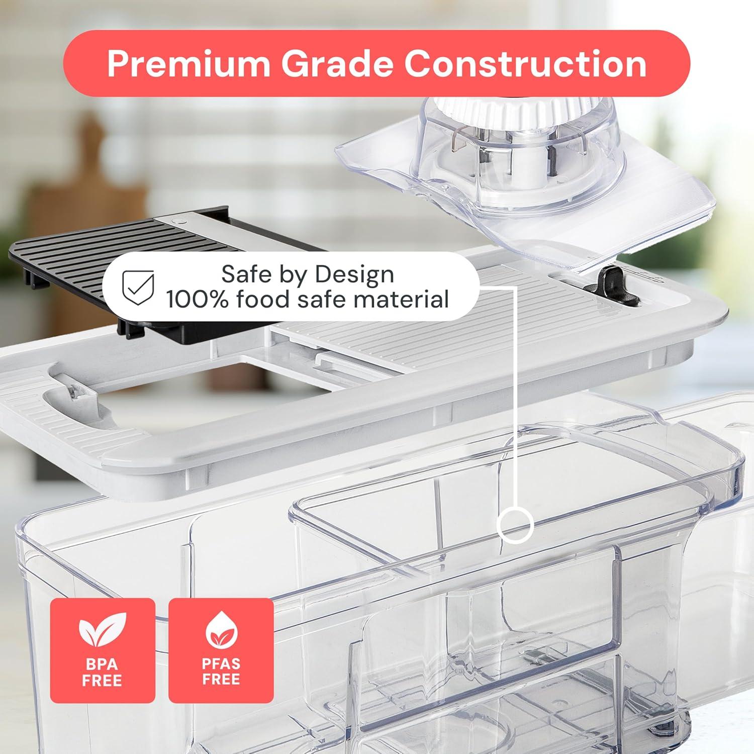 image:imageFullstar XL Vegetable Chopper amp Mandoline Slicer Vegetable Onion Potato Food Veggie amp Fruit Slicer Dicer amp Spiralizer with PullOut Catch Tray Kitchen Gadgets amp Gifts 6 in 1 BlackWhiteBlackWhite