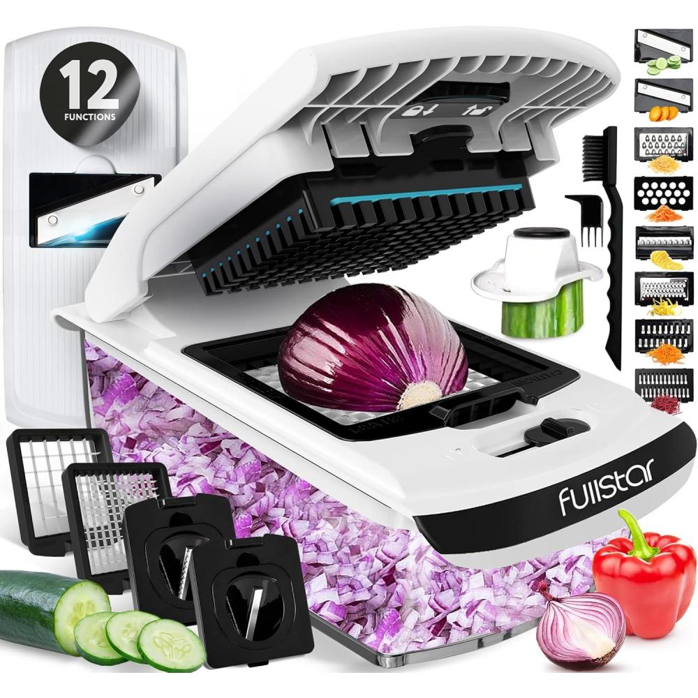 image:imageFullstar Mandoline Slicer for Kitchen  Vegetable Chopper Onion Potato Food Veggie Fruit Slicer and Cutter with Container Kitchen Gadgets amp Gifts Home Essentials 6in1 WhiteBlackWhiteBlack