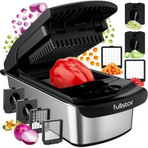 Fullstar The Original Pro Chopper – Vegetable Chopper and Dicer, Food Chopper with Container, Fruit Cutter, Kitchen Gadgets & Gifts, Home Essentials (2 in 1, White)(SS Black)