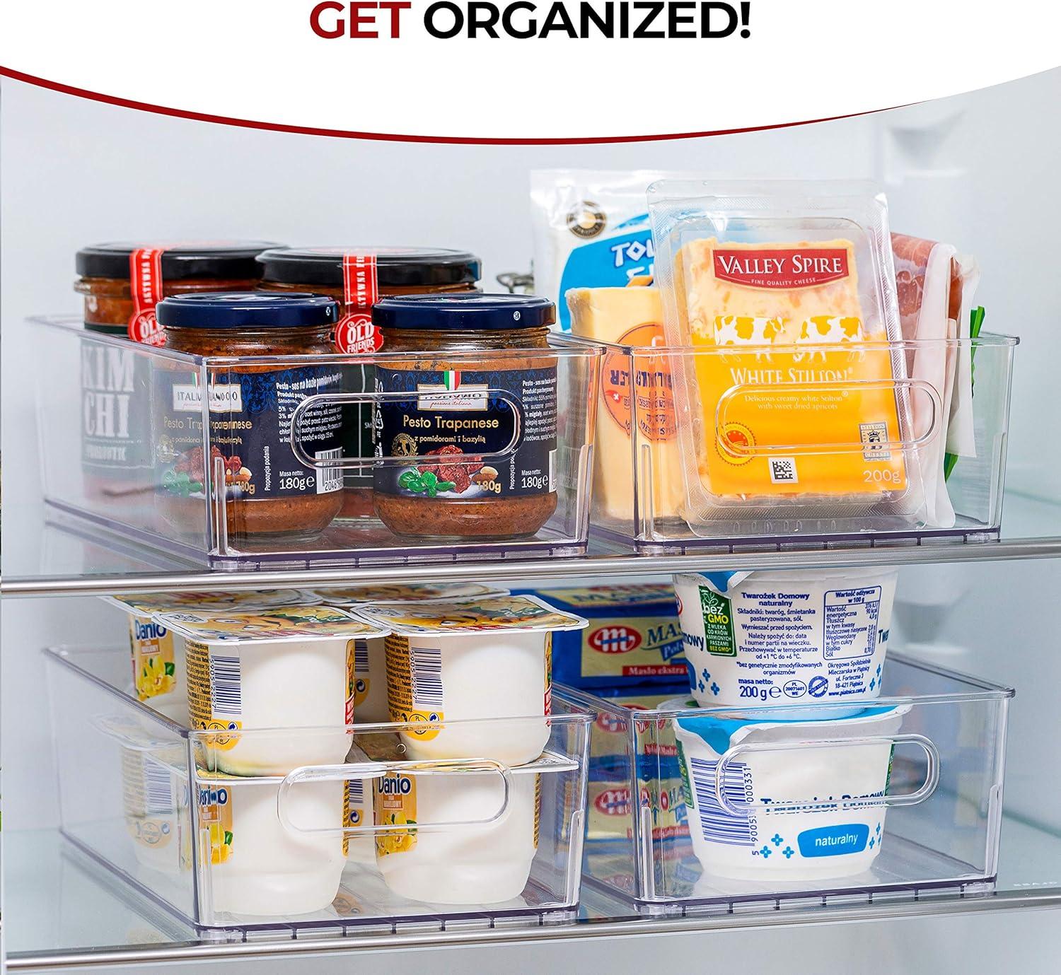 image:imagefullstar Fridge Organizer Bins Refrigerator Organizer Set of 2 Refrigerator Organizer Bins and Freezer Organizer Clear Storage Bins with Handles for Pantry Organization and Storage