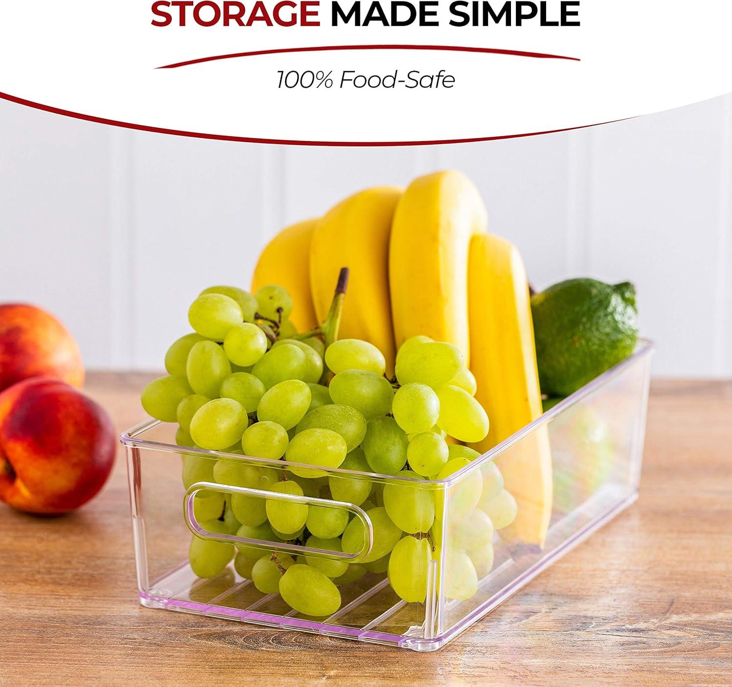 image:imagefullstar Fridge Organizer Bins Refrigerator Organizer Set of 2 Refrigerator Organizer Bins and Freezer Organizer Clear Storage Bins with Handles for Pantry Organization and Storage