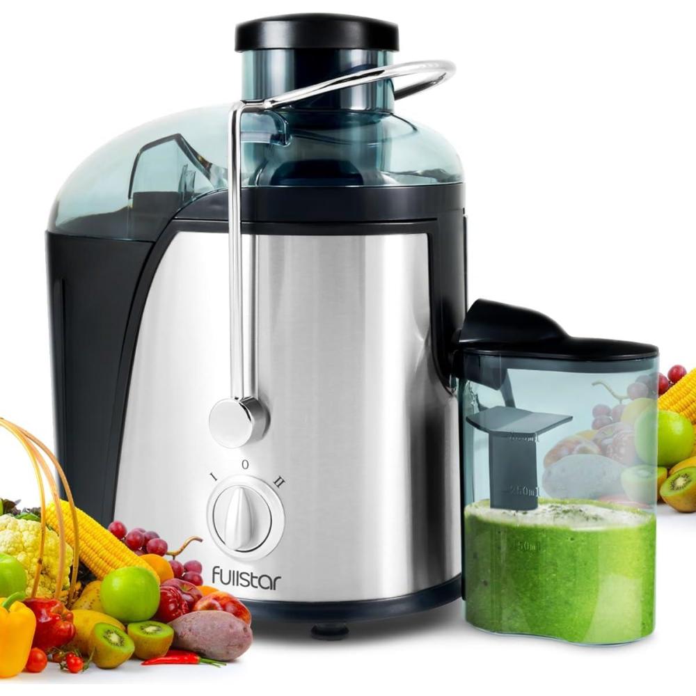 image:imageFullstar Juicer Machines Vegetable and Fruit 400W Compact Juicer 3 Wide Mouth 2Speed Setting Stainless Steel BPAFree Black