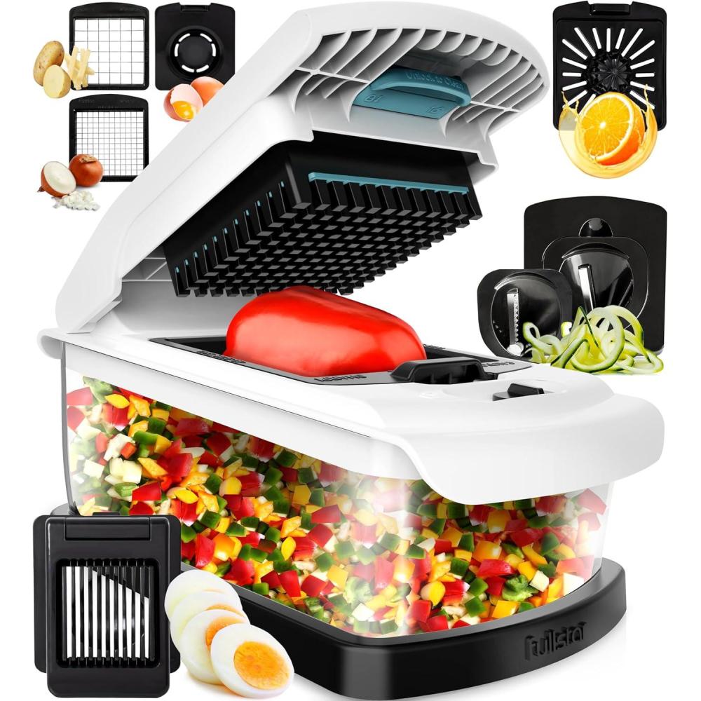 image:imageFullstar Vegetable Chopper amp Mandoline Slicer for Kitchen  Food Chopper with Container Cheese Grater Home Essentials amp Kitchen Gadgets 8 in 1 WhiteWhiteBlack