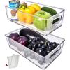 image:imagefullstar Fridge Organizer Bins Refrigerator Organizer  Set of 2 Refrigerator Organizer Bins and Freezer Organizer Clear Storage Bins with Handles for Pantry Organization and Storage