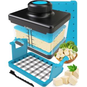 Fullstar 2-in-1 Tofu Press & Cutter, Dishwasher Safe, BPA-Free, Press Box for Extra Firm & Silken Tofu (Blue)(Blue)