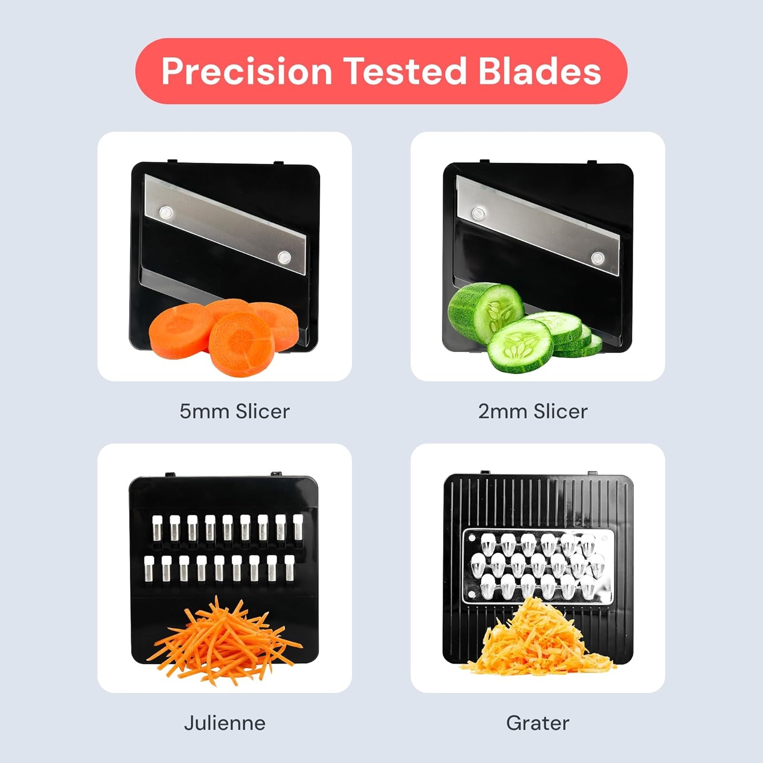 image:imageFullstar Essential Mandoline Slicer for Kitchen SpaceSaving 4in1 Fruit Cutter Cucumber Slicer Julienne Peeler Cheese GraterBlack