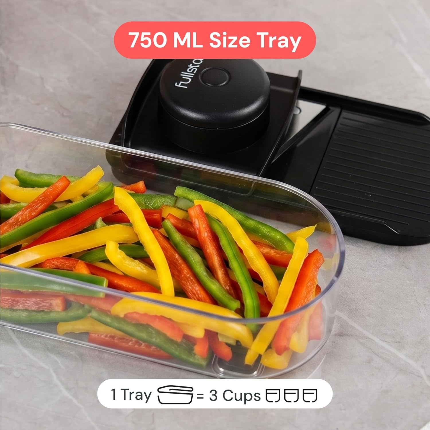 image:imageFullstar Essential Mandoline Slicer for Kitchen SpaceSaving 4in1 Fruit Cutter Cucumber Slicer Julienne Peeler Cheese GraterBlack