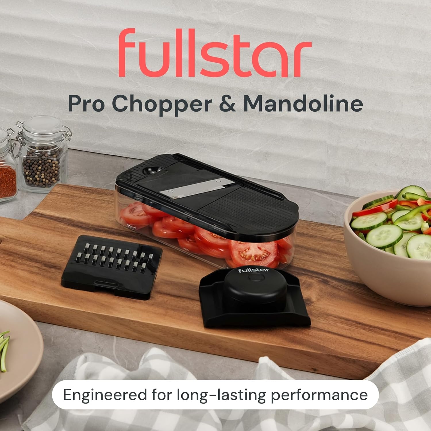image:imageFullstar Essential Mandoline Slicer for Kitchen SpaceSaving 4in1 Fruit Cutter Cucumber Slicer Julienne Peeler Cheese GraterBlack
